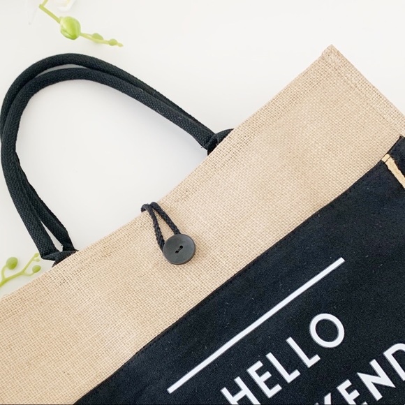 THE HELLO WEEKEND TOTE BAG - TAN - Picture 8 of 10